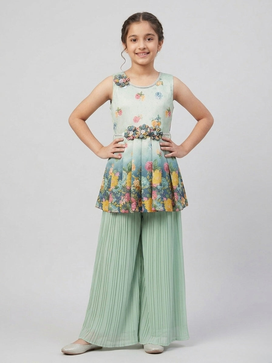 Digital Peplum Palazzo Set