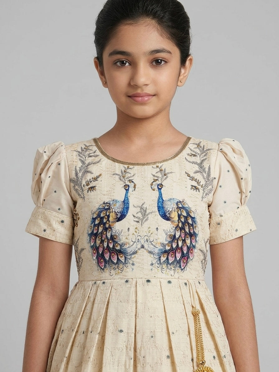 🌟 The Majestic Peacock Print Gown 🌟