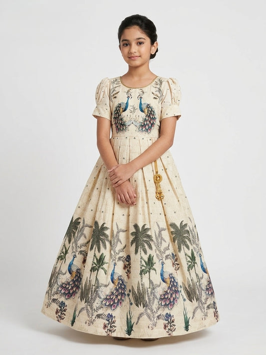🌟 The Majestic Peacock Print Gown 🌟