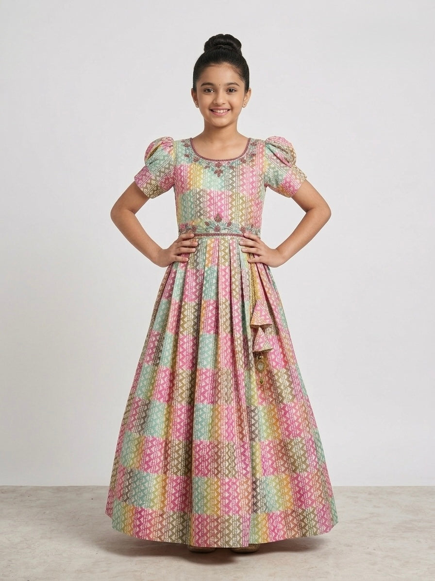 ✨ Digital Print Gown with Zardosi Work ✨