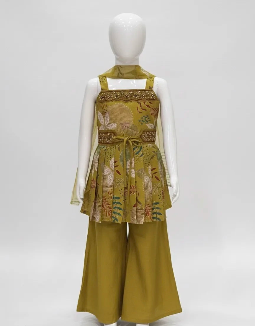 Elegant Kids' Palazzo Set with Zardozi Handwork