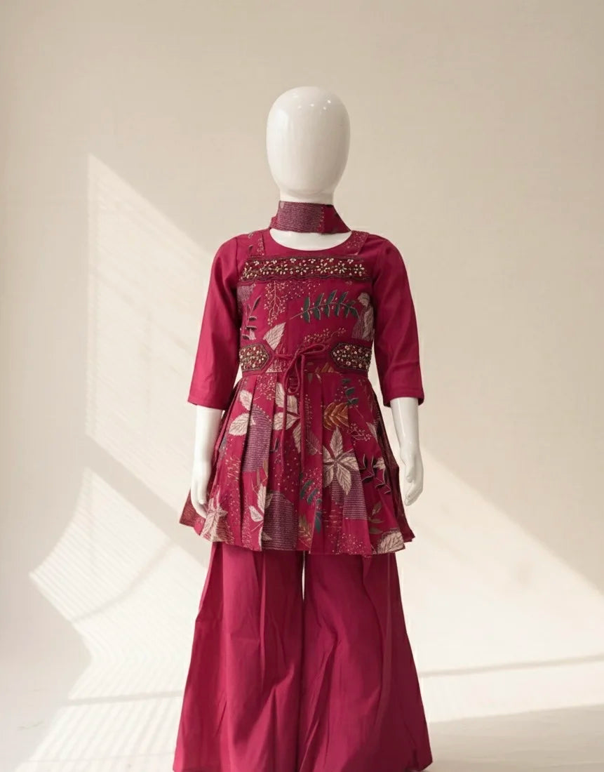 Elegant Kids' Palazzo Set with Zardozi Handwork