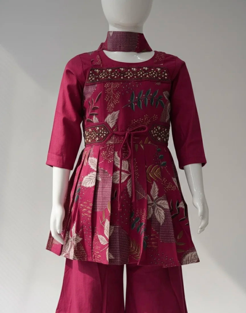 Elegant Kids' Palazzo Set with Zardozi Handwork